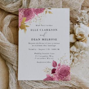 Blush Pink & Gold Floral Elegant Wedding Invitation