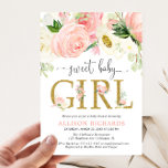 Blush pink gold Floral Girl baby shower Invitation<br><div class="desc">For more advanced customization of this design,  simply select the "Customize It" button above!</div>