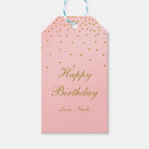 Blush Pink & Gold Foil Confetti Dots Gift Tag