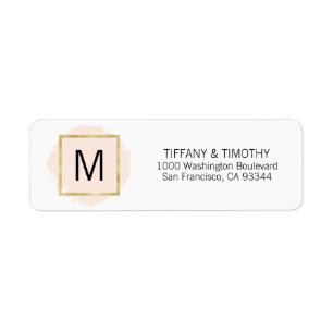 Blush Pink Gold Foil Monogramme Adresse de retour