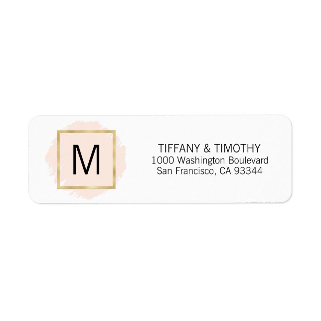 Blush Pink Gold Foil Monogramme Adresse de retour (Devant)