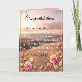 blush pink gold Folded Greeting Card