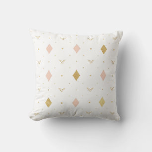 Blush Pink Gold Geometric Pattern Throw Pillow