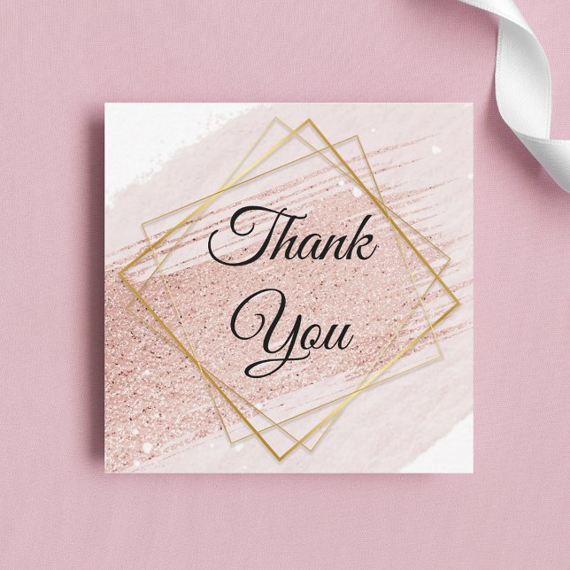 blush pink gold geometric wedding thank you card (Creator Uploaded)