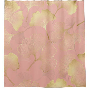 Blush Pink Gold Ginkgo Leaves Elegant Botanical 3