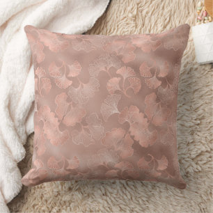 Blush Pink Gold Ginkgo Leaves Elegant Botanical 4 Throw Pillow