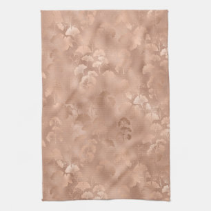 Blush Pink Gold Ginkgo Leaves Elegant Botanical 8 Kitchen Towel