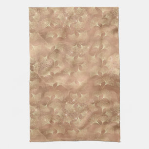 Blush Pink Gold Ginkgo Leaves Elegant Botanical 9 Kitchen Towel