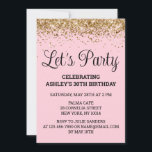 Blush Pink Gold Glitter 30th Birthday Let's Party Invitation<br><div class="desc">Blush Pink Gold Glitter Invite,  30th Birthday invitation Let's party,  digital template Thirty Any Age,  Instant download Forty Fifty Sixty,  Personalized 21st 40th 50th 60th,  Elegant Milestone Celebrate Sweet 16,  Custom 18th Glam Golden Confetti,  Adult Calligraphy Modern Stylish script,  Chic trendy simple for her,  Bling 16th quinceanera 15th celebration</div>