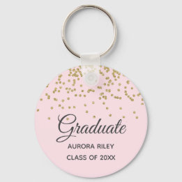 Blush Pink Gold Glitter Confetti Graduation Favour Keychain