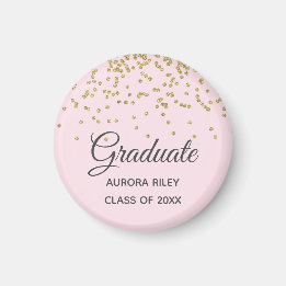 Blush Pink Gold Glitter Confetti Graduation Favour Magnet
