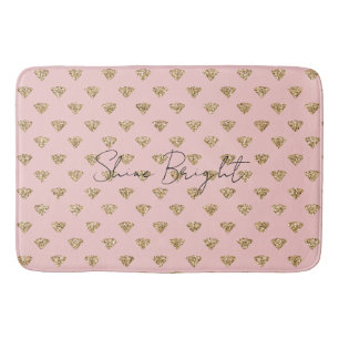 Blush Pink Gold Glitter Diamonds        Bath Mat