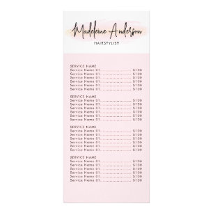 Blush Pink Gold Glitter Hairstylist Salon Rack Card
