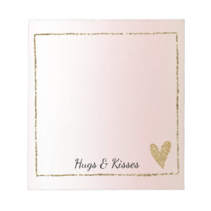 Blush Pink Gold Glitter Heart Notepad