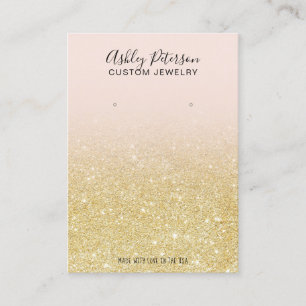Blush pink gold glitter jewellery earring display business card