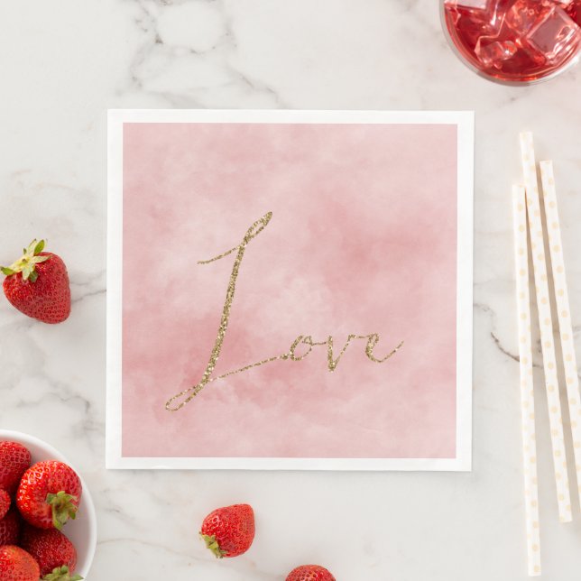 Blush Pink Gold Glitter Love Napkin (Insitu)