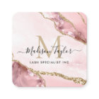 Blush Pink Gold Glitter Marble Agate Chic Monogram