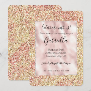 Blush Pink Gold Glitter Ombre Invitation