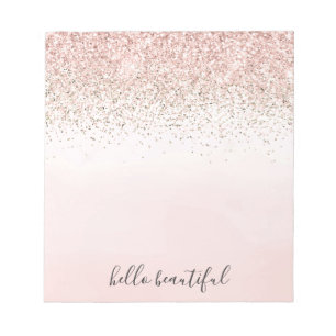 Blush Pink Gold Glitter Sparkle Ombre  Notepad