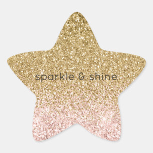 Blush Pink Gold Glitter Sparkle   Star Sticker
