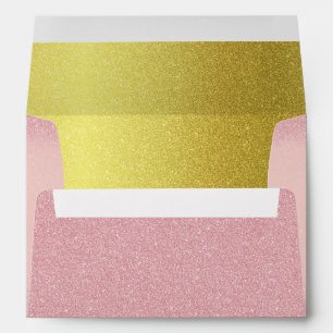 Blush Pink Gold Glitter Sparkles Pretty Glam Ombre Envelope