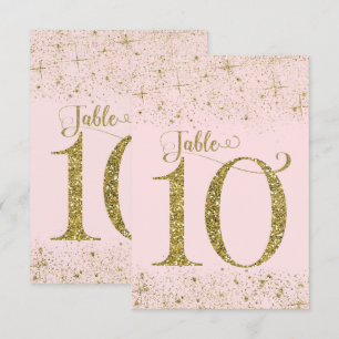 Blush Pink Gold Glitter Table Numbers Number 10