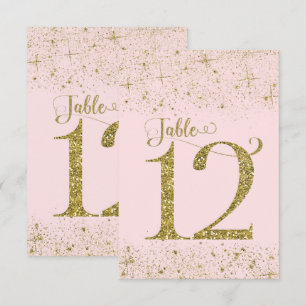 Blush Pink Gold Glitter Table Numbers Number 12