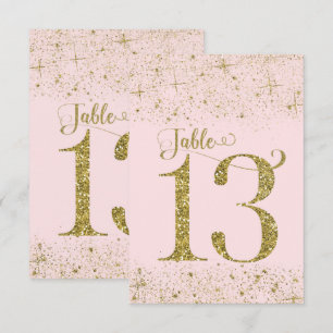 Blush Pink Gold Glitter Table Numbers Number 13