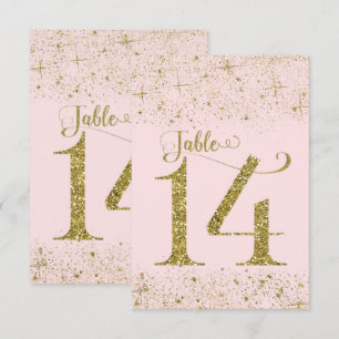 Blush Pink Gold Glitter Table Numbers Number 14