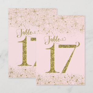 Blush Pink Gold Glitter Table Numbers Number 17