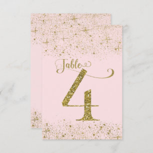 Blush Pink Gold Glitter Table Numbers Number 4