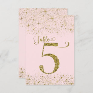 Blush Pink Gold Glitter Table Numbers Number 5