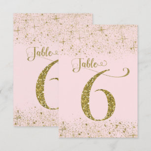 Blush Pink Gold Glitter Table Numbers Number 6