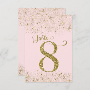 Blush Pink Gold Glitter Table Numbers Number 8