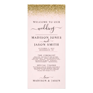 Blush Pink & Gold Glitter Wedding Program