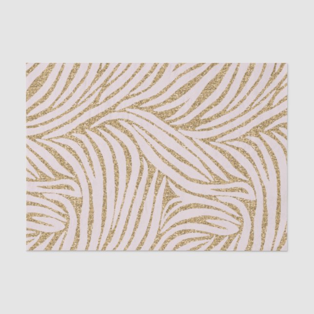 Blush Pink Gold Glitter Zebra Birthday  Tissue Paper (Front)