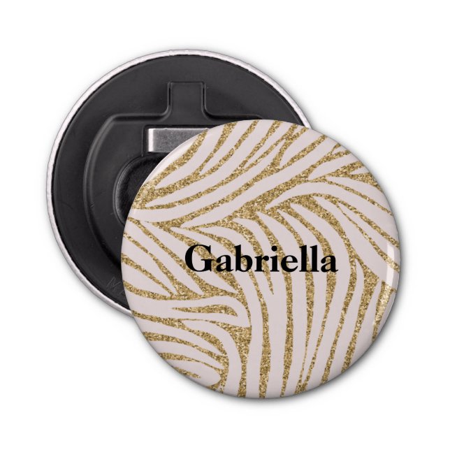 Blush Pink Gold Glitter Zebra   Bottle Opener (Front)