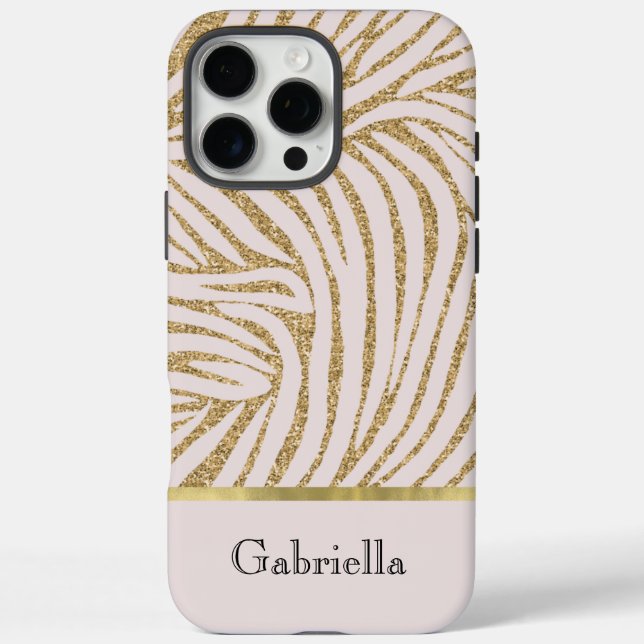 Blush Pink Gold Glitter Zebra   Case-Mate iPhone Case (Back)
