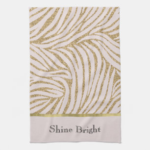 Blush Pink Gold Glitter Zebra   Kitchen Towel