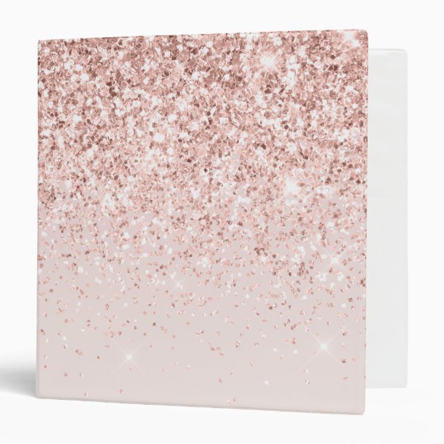 Blush Pink Gold Glitz Glitter Sparkle Binder (Front/Inside)