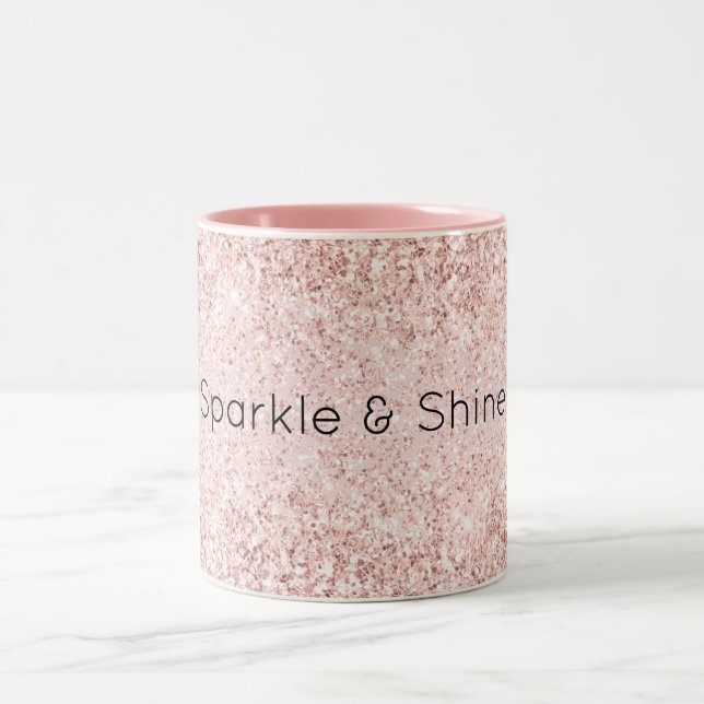 Blush Pink Gold Glitz Glitter Sparkle Two-Tone Coffee Mug (Center)