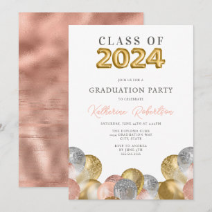 Blush Pink Gold Graduation Party Invitation