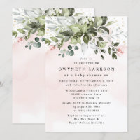 Blush Pink Gold Greenery Dusty Blue Baby Shower