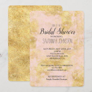 Blush Pink Gold Grunge Invitation