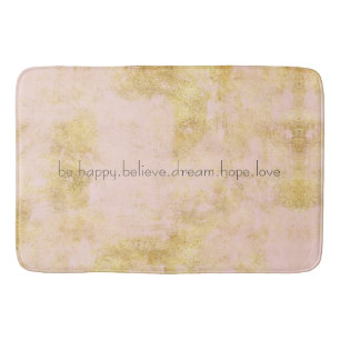 Blush Pink Gold Grunge Personalized Bath Mat