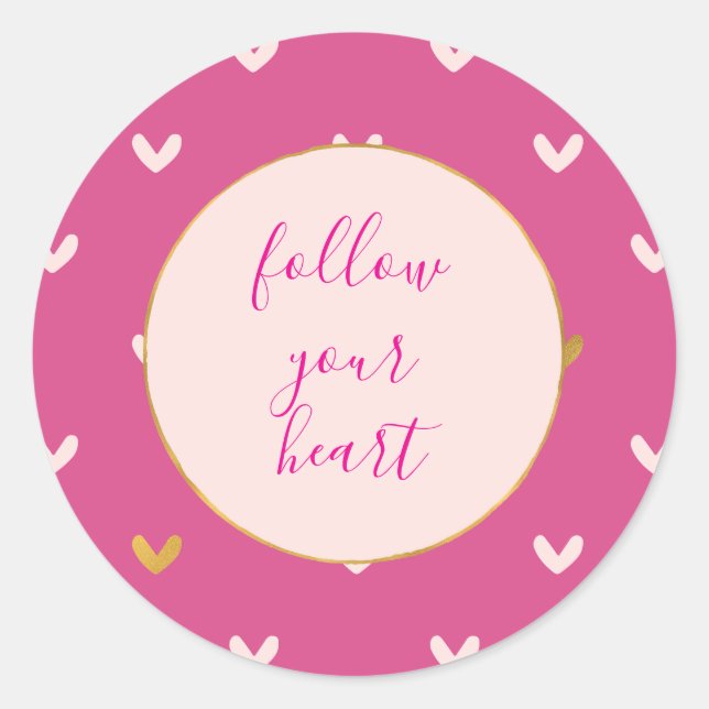 Blush & Pink Gold Hearts Classic Round Sticker (Front)
