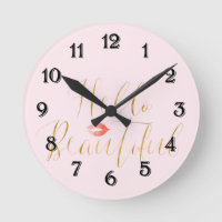 Blush Pink Gold Hello Beautiful Lips
