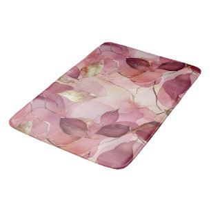 Blush Pink Gold Leaves Bath Mat