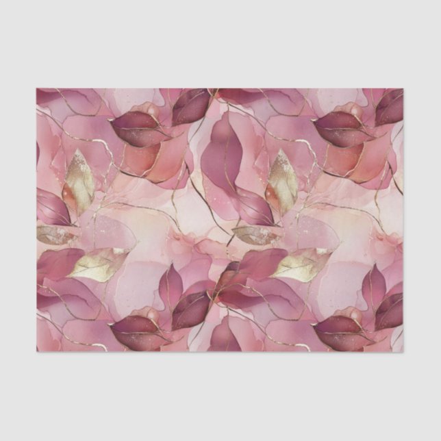 Blush Pink Gold Leaves Bridal Shower Tissue Paper (Front)