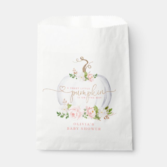 Blush pink gold little pumpkin favour bag (Front)